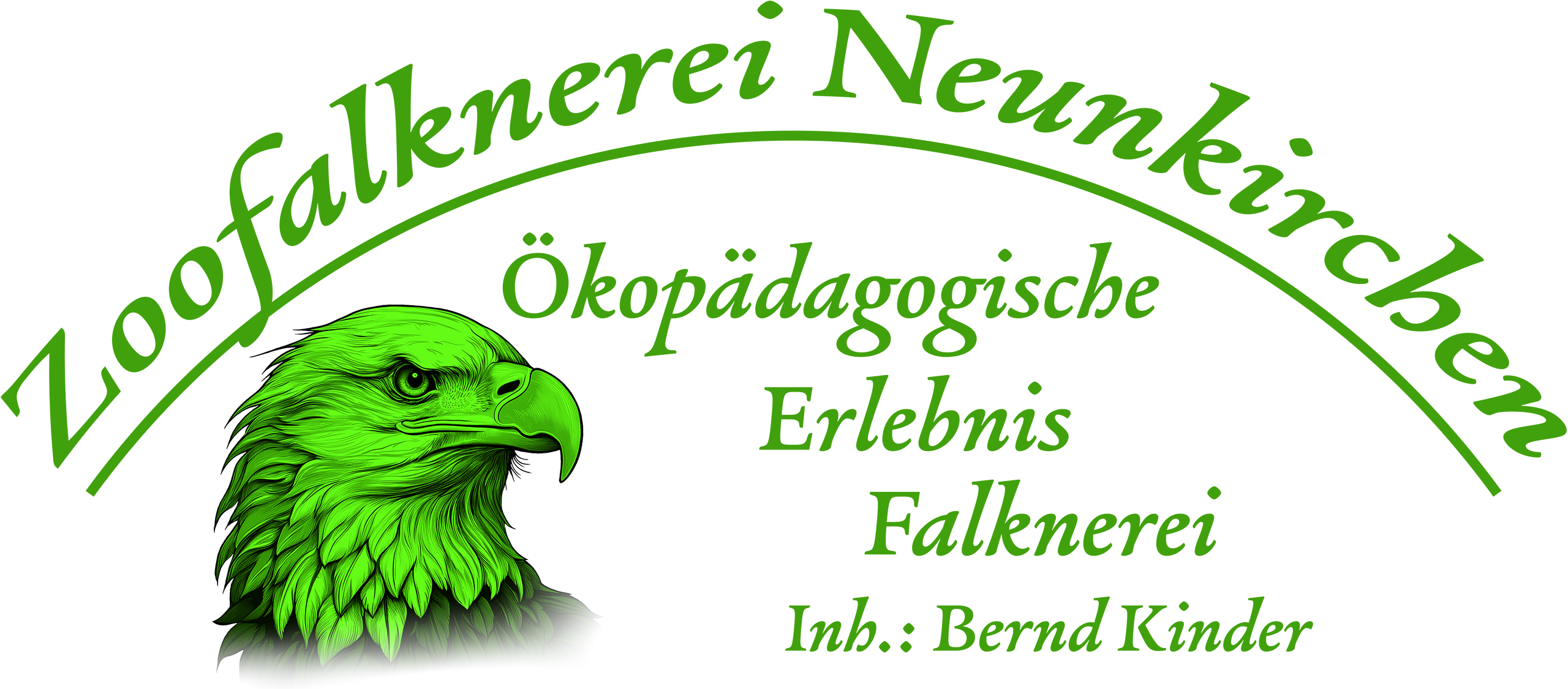 Logo der Zoofalknerei Neunkirchen, Ökopädagogische Erlebnisfalknerei, Inh.: Bernd Kinder